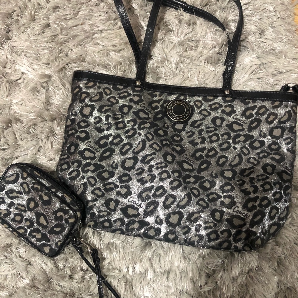 Coach cheetah purse and wallet